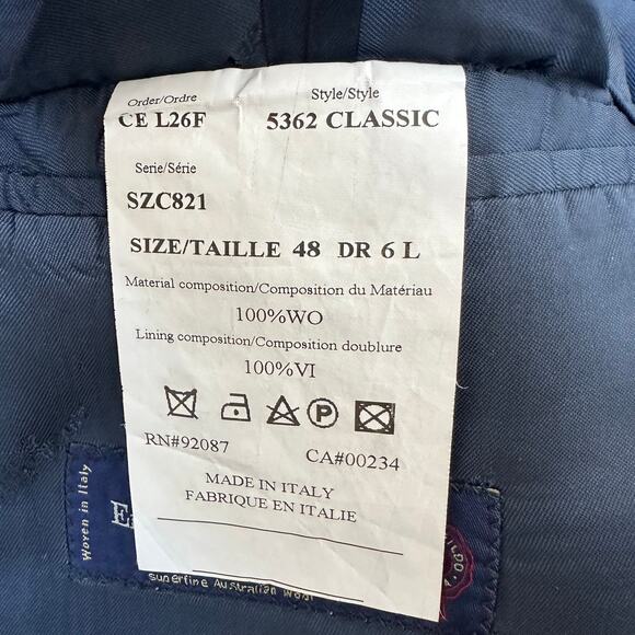 Saks Fifth Avenue Ermenegildo Zegna Navy Pinstripe Blazer - Size 48L - Picture 9 of 9